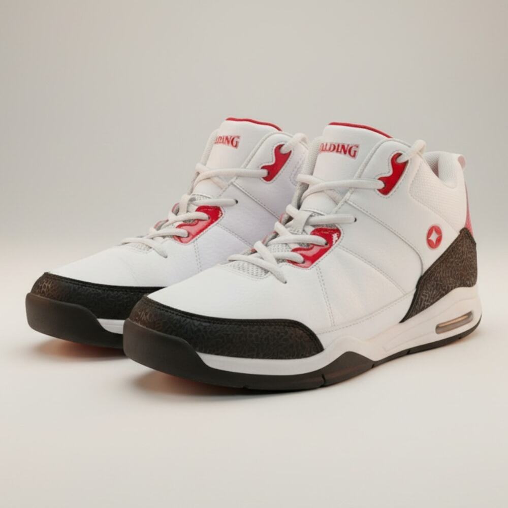 Spalding Platform Mens Basketball Shoes White Red Black Size 7 Athletic